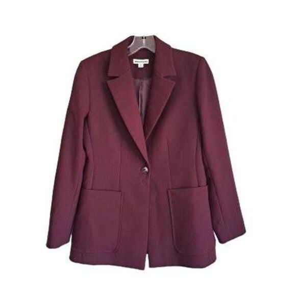 Whistles Women's Red Cloverleaf Lapel Single Button Blazer Size 4 - Picture 1 of 11